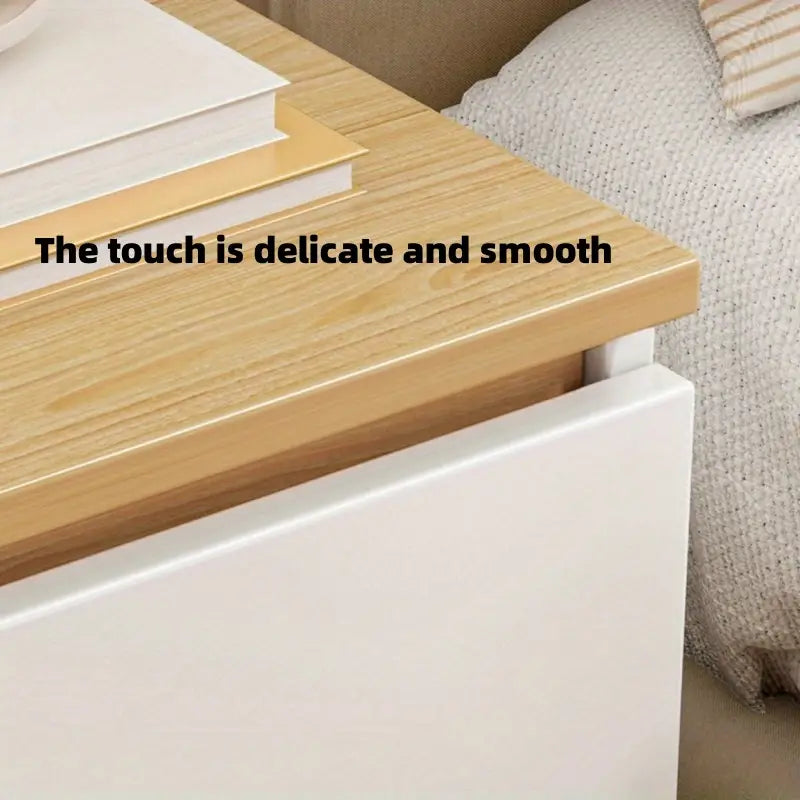 Double Layer Drawer Bedside Cabinet - Yellow and White-2