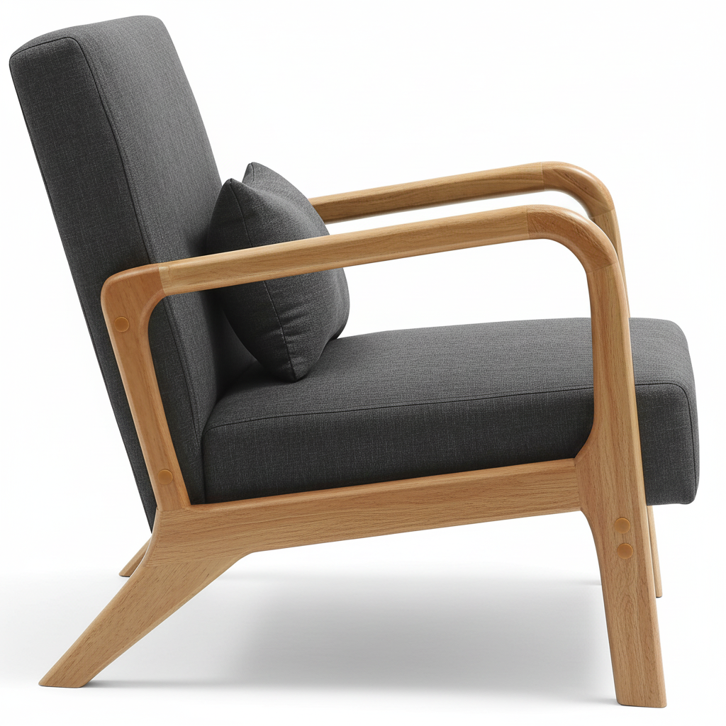Design vintage fauteuil lounge stoel met houten armleuningen - meerdere kleuren