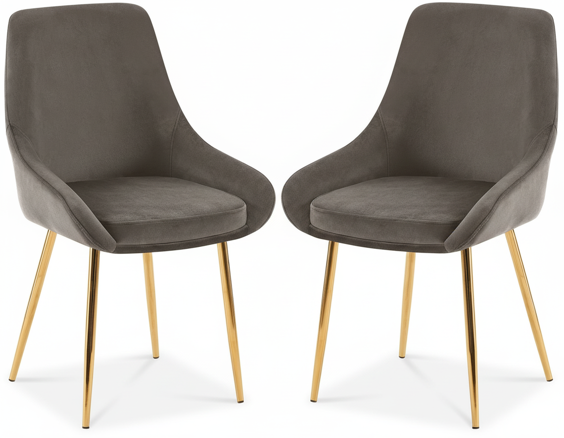2 eetkamerstoelen set comfortabel velours met zwarte of gouden poten - meerdere kleuren