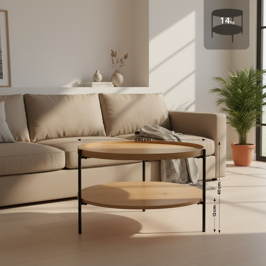 Salontafel rond met opbergruimte hout - meerdere kleuren en maten