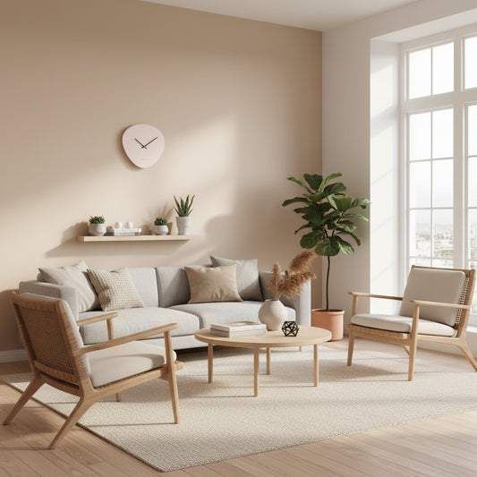 Design wandklok organisch 30 cm - beige zand