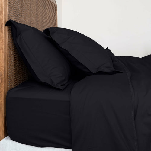 Luxe dekbedovertrek set 2-persoons zwart - 100% katoen