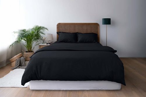 Luxe dekbedovertrek set 2-persoons zwart - 100% katoen