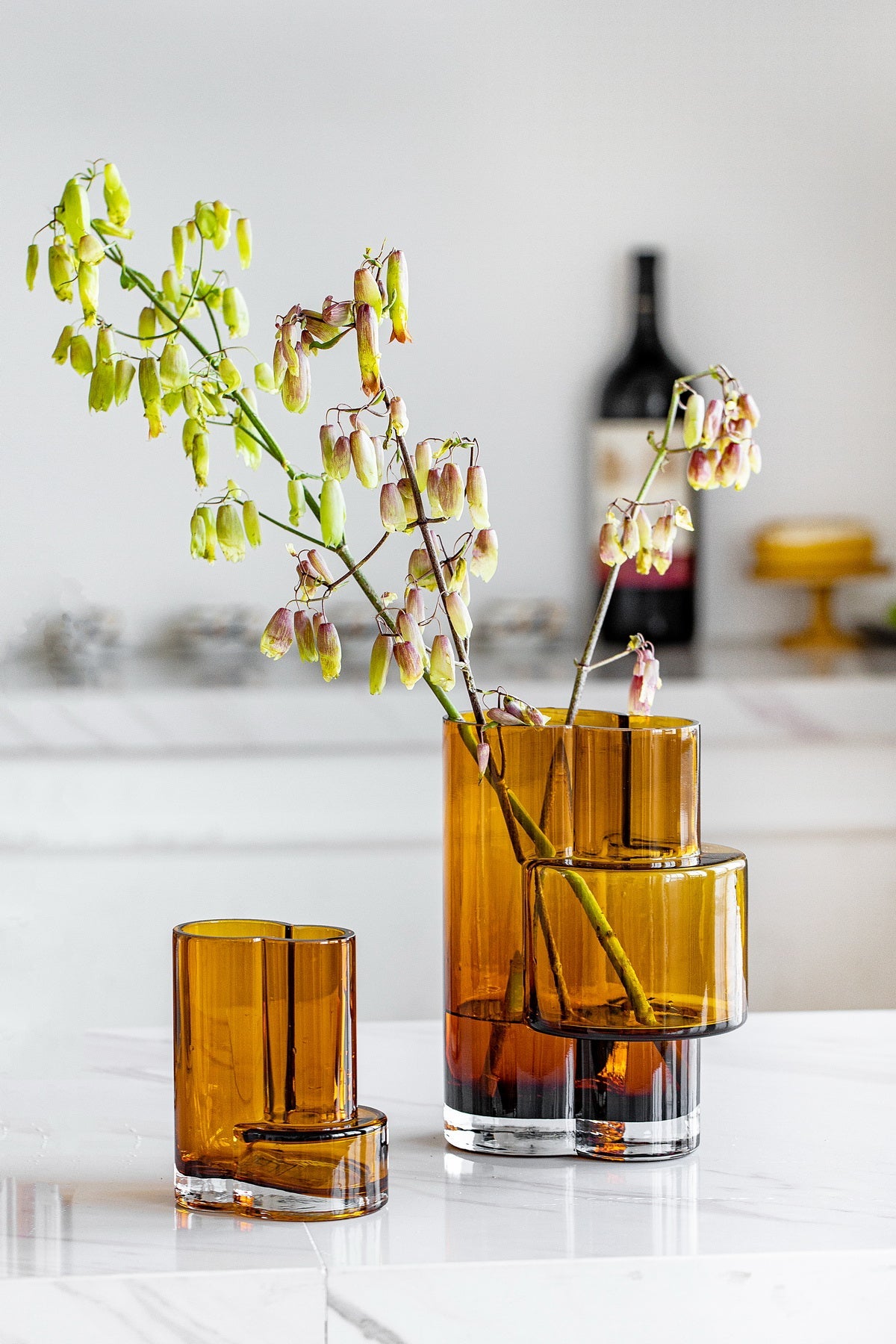 Constructivist design vaas 32 cm - Amber