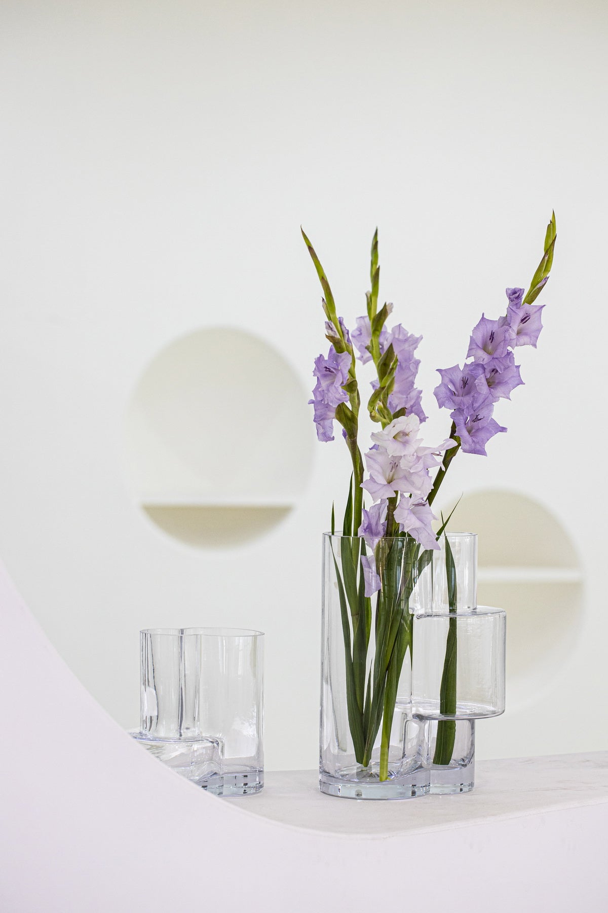 Constructivist design vaas 32 cm - transparant glas