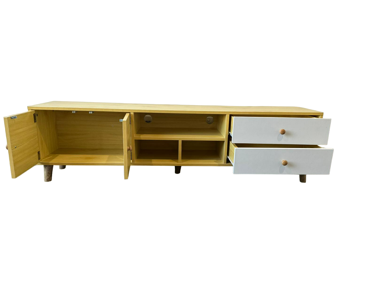 Two-Doors, Two-Drawers Wooden TV Cabinet-2