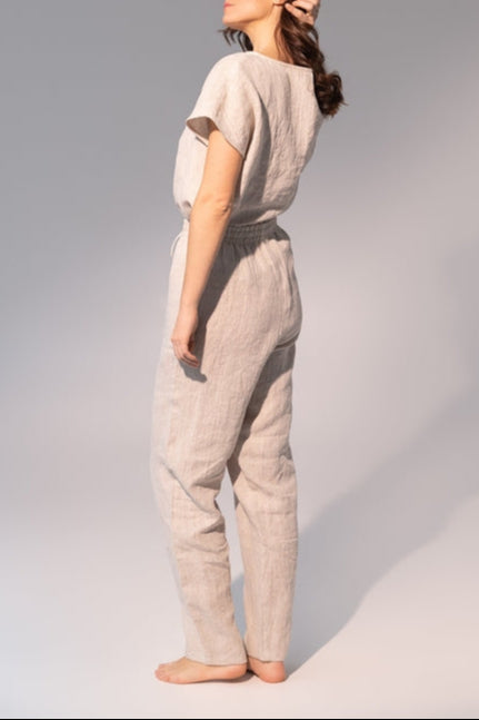 100% linnen pyama lounge dames - beige