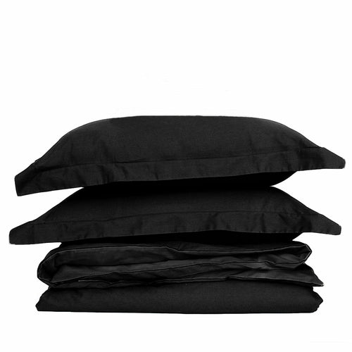 Luxe dekbedovertrek set 2-persoons zwart - 100% katoen