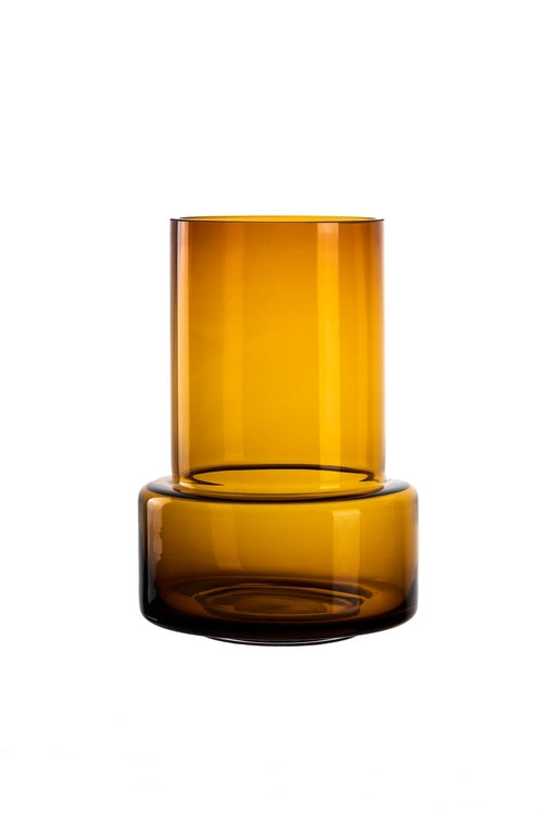 Retro design vaas glas 25 cm - warm amber