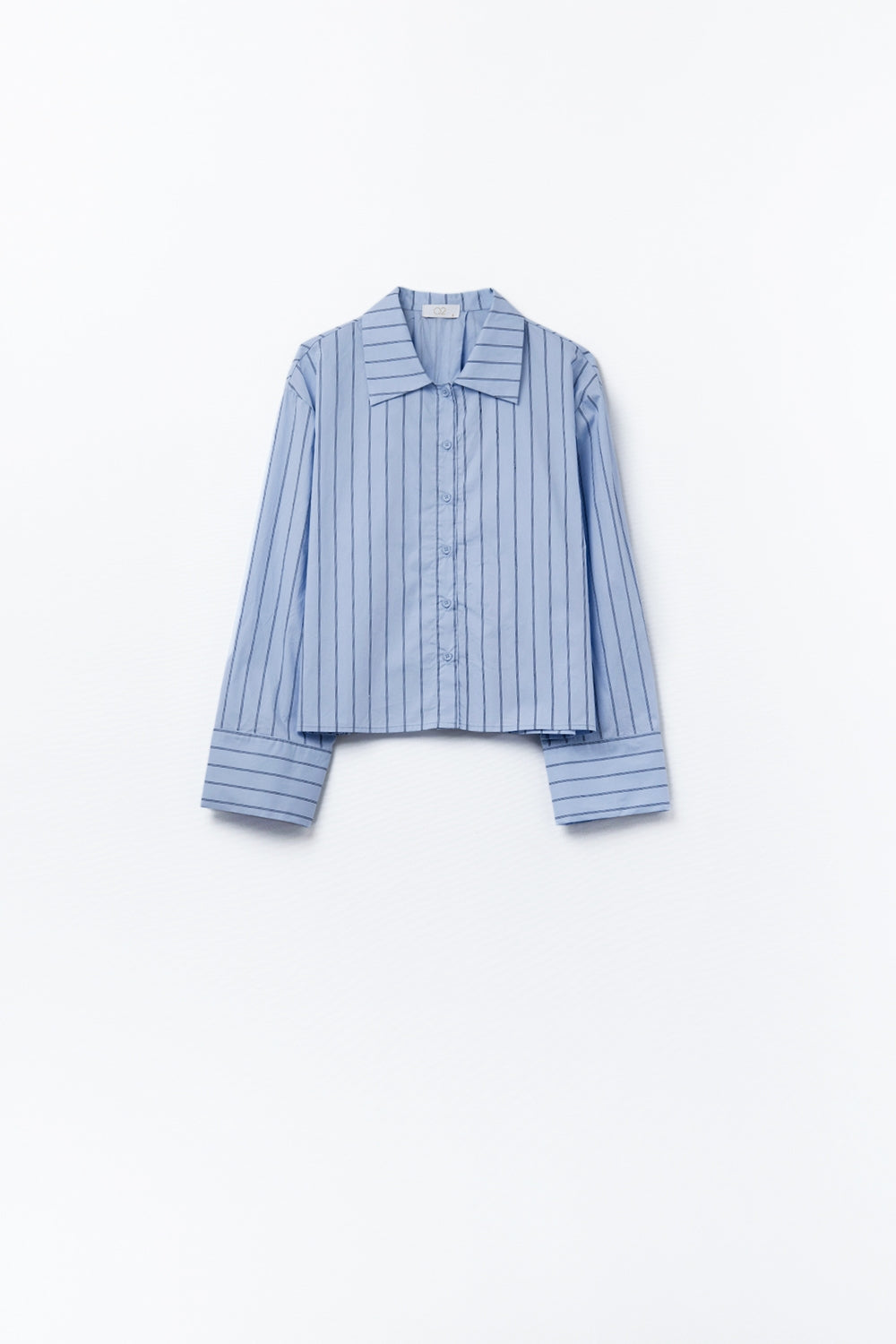 Cropped blouse met verticale strepen blauw - 100% katoen