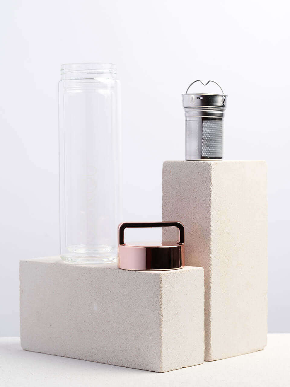 Glazen theefles infuser voor onderweg 450 ml - meerdere varianten