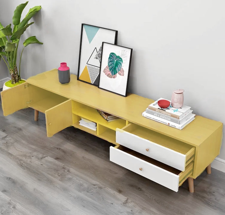 Two-Doors, Two-Drawers Wooden TV Cabinet-4