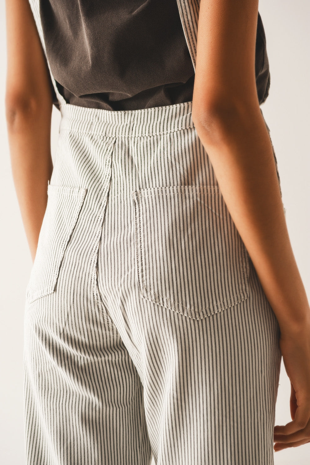 Jumpsuit overall - wit met grijze strepen