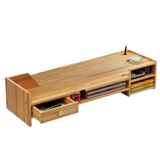 Wood Monitor Stand with Drawer & Keyboard Tray-0