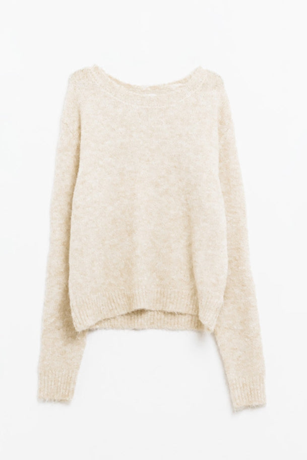 Gebreide sweater zacht met wol - beige