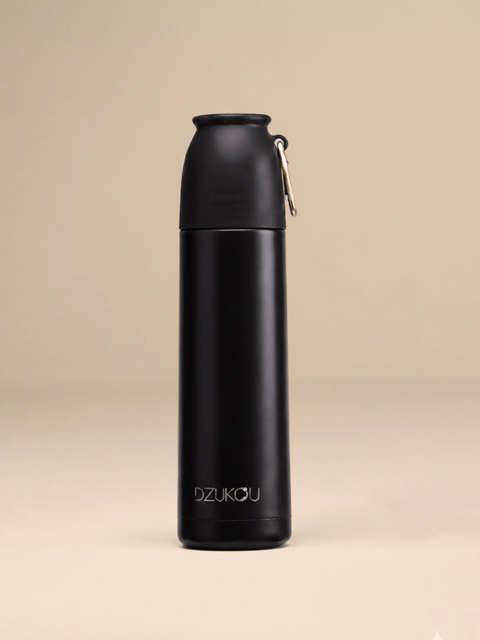 Thermos fles roestvrij staal met drukknop 350 ml - donker groen of zwart