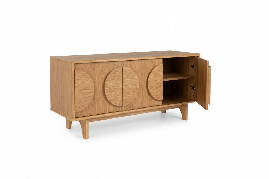 Design dressoir kast Zuiver Groove massief Walnoot of Eiken hout - bruin