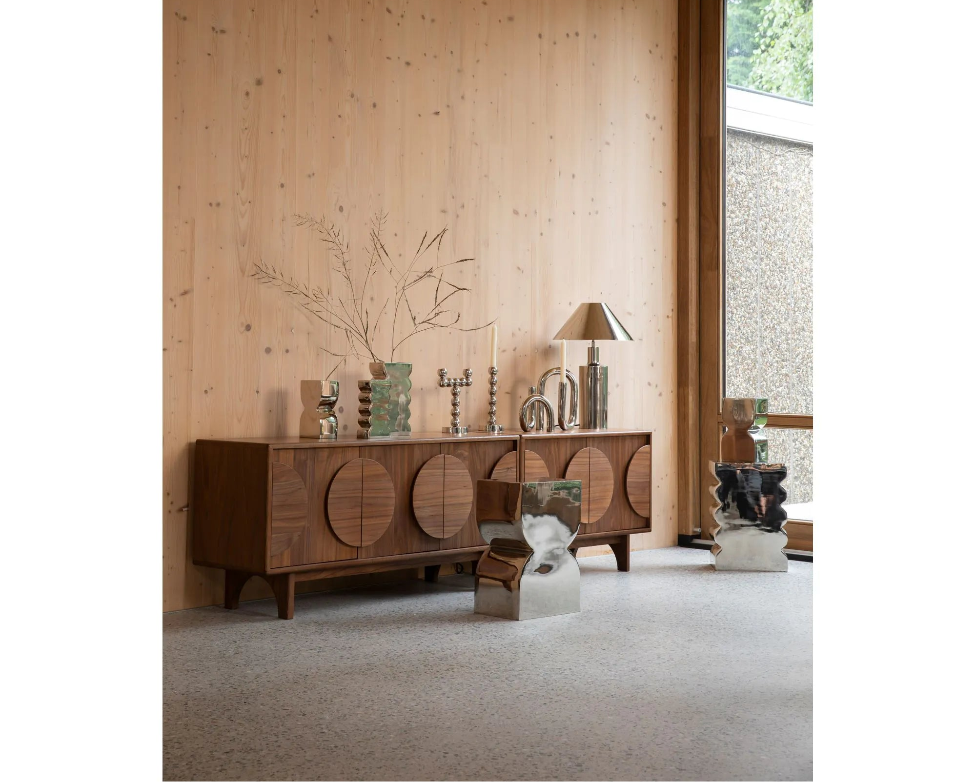 Design dressoir kast Zuiver Groove massief Walnoot of Eiken hout - bruin