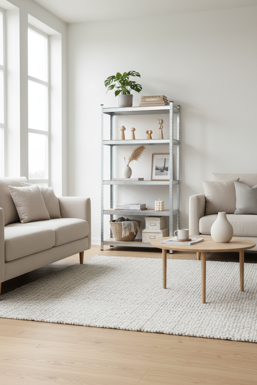 Stelling kast van metaal en hout - zilver of zwart