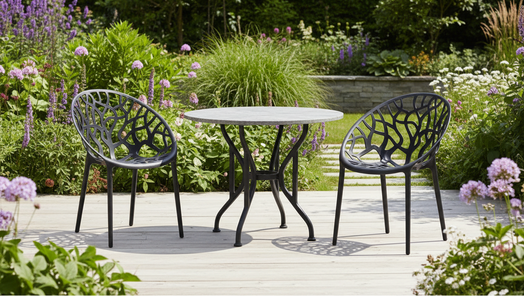 Set of 2 designer garden chairs made from recycled plastic - multiple colours