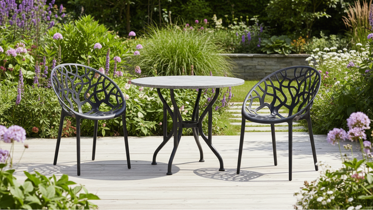 Set of 2 designer garden chairs made from recycled plastic - multiple colours