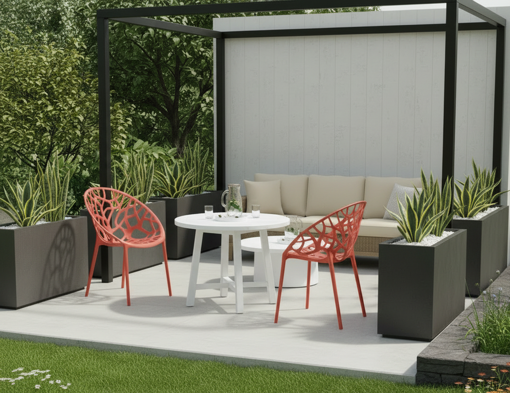 Set van 4 design tuinstoelen van gerecycled kunststof - meerdere kleuren