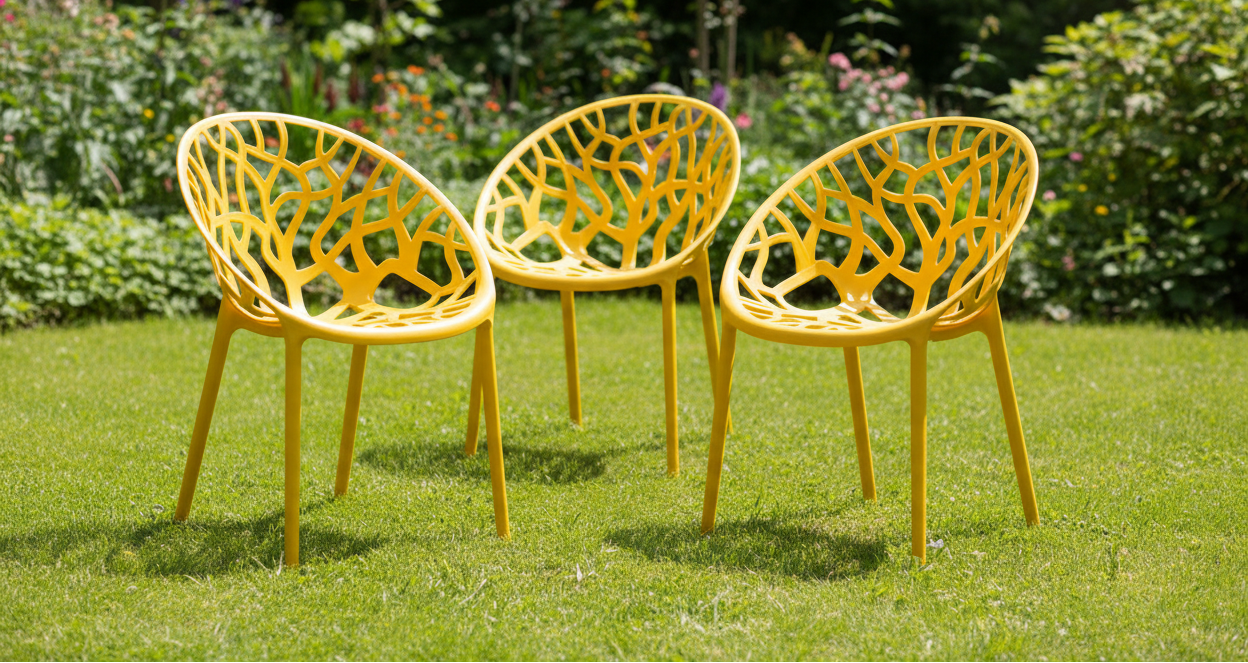 Set van 4 design tuinstoelen van gerecycled kunststof - meerdere kleuren