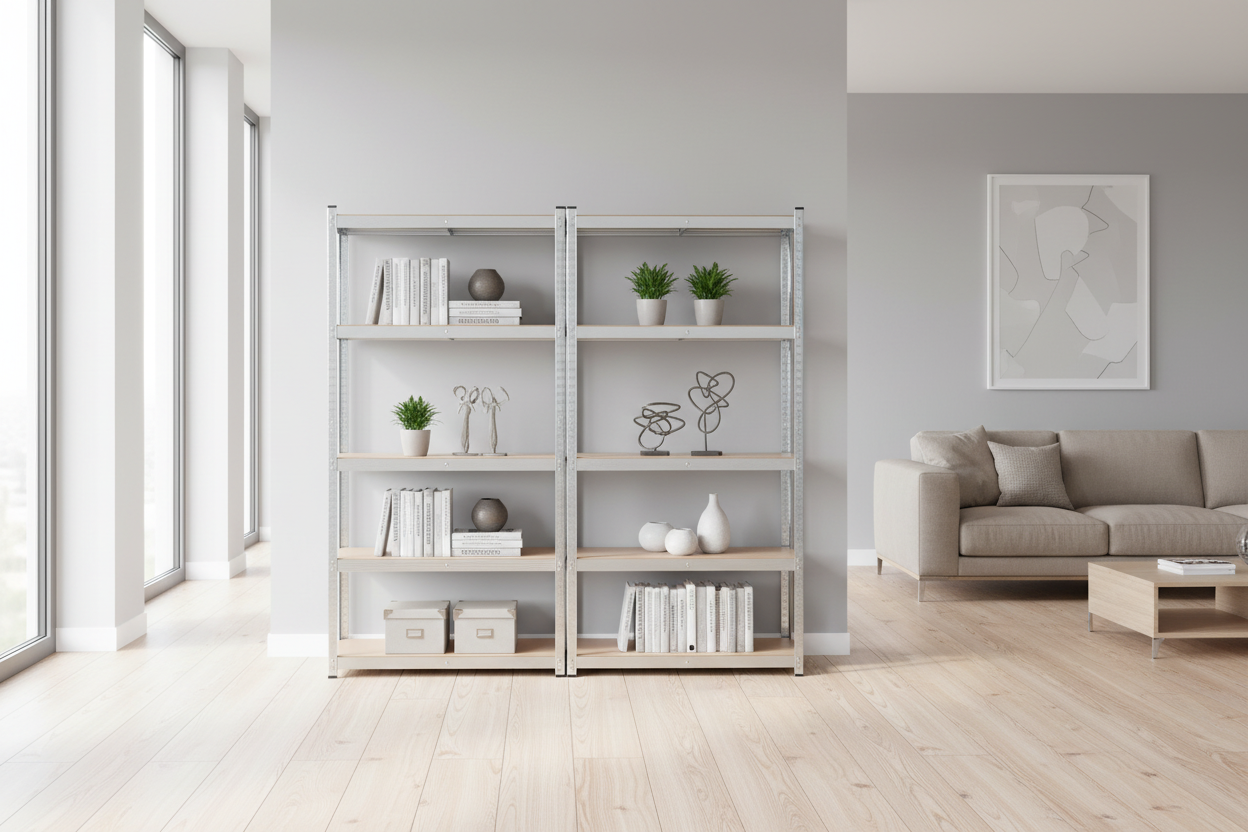 Stelling kast van metaal en hout - zilver of zwart