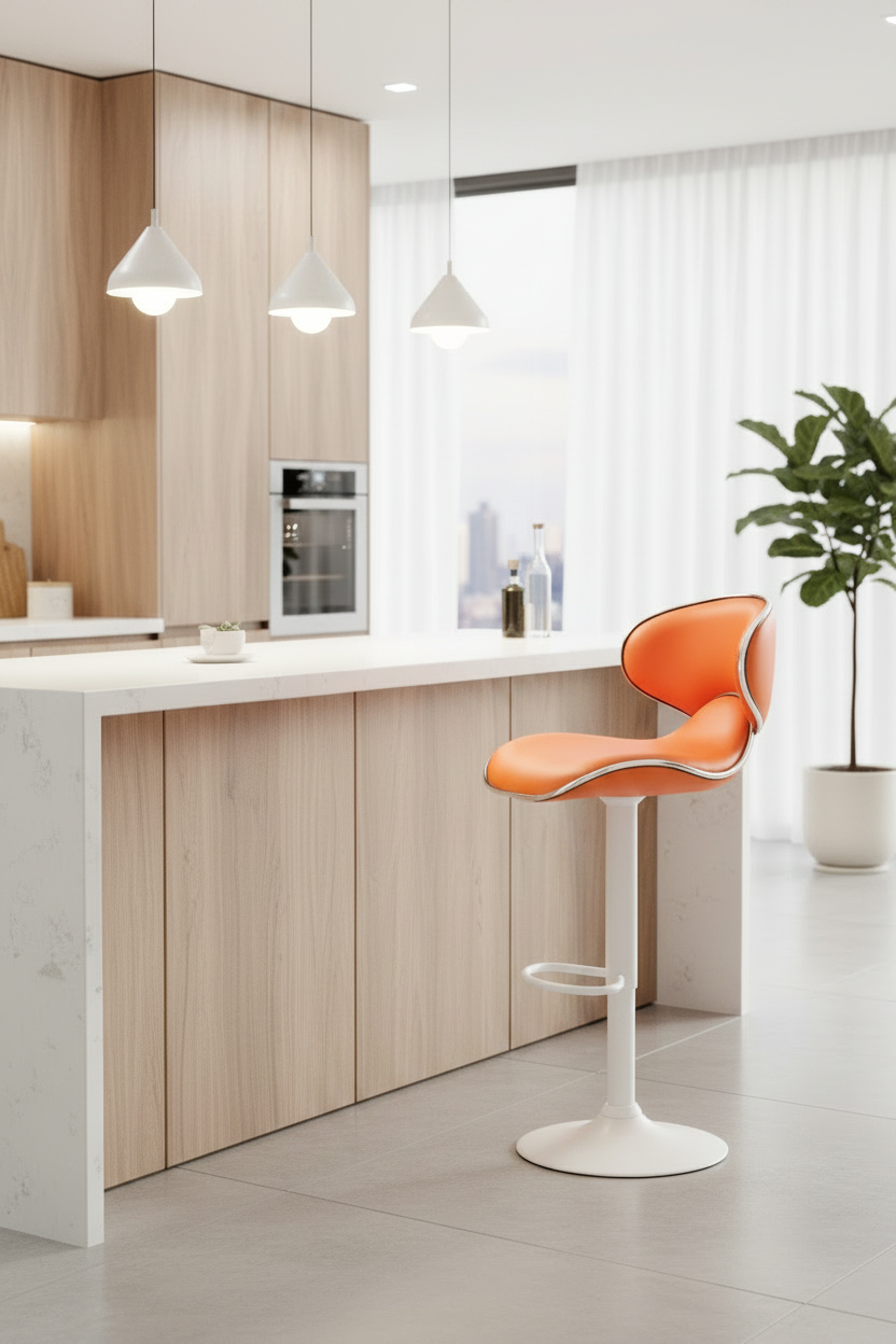 Design barkruk in hoogte verstelbaar van wit metaal met voetensteun - meerdere kleuren