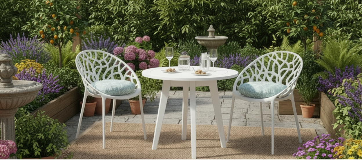 Set van 4 design tuinstoelen van gerecycled kunststof - meerdere kleuren