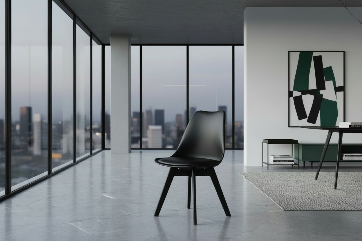 Kuipstoel van kunststof en beuken hout - meerdere kleuren