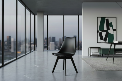 Kuipstoel van kunststof en beuken hout - meerdere kleuren