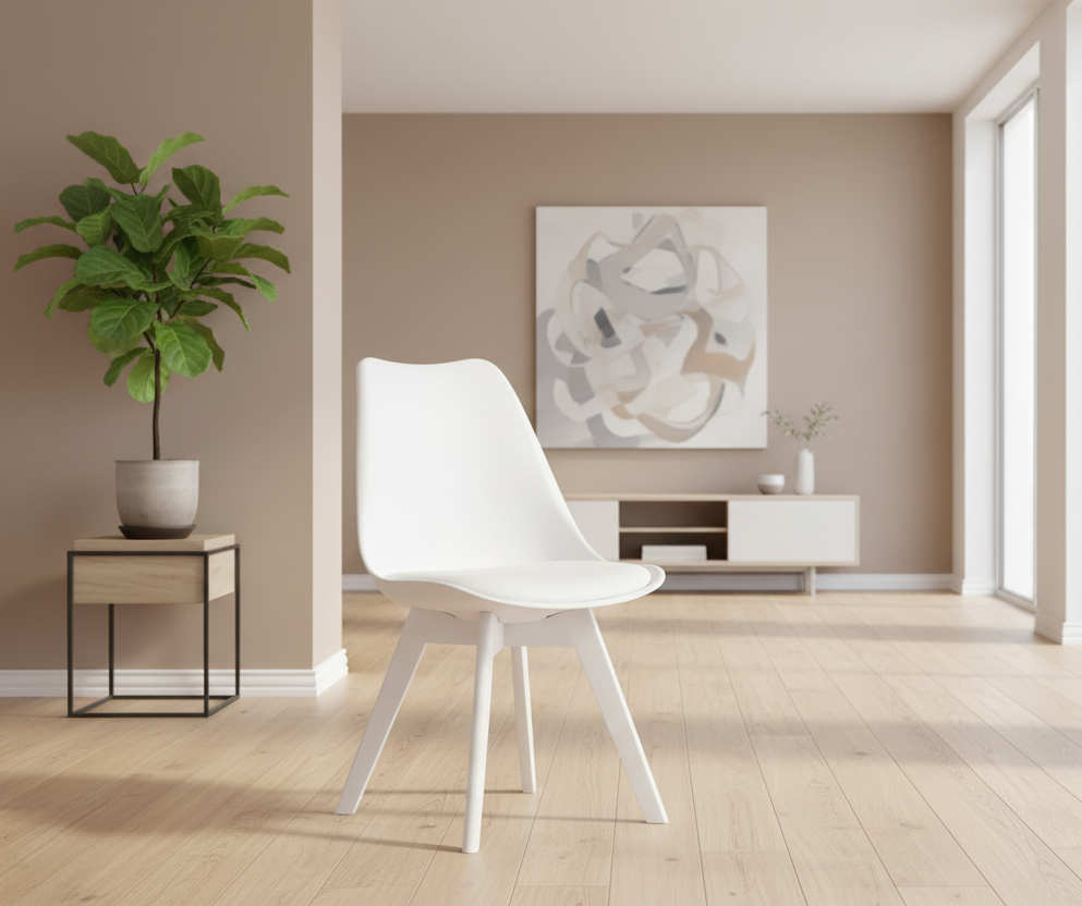 4 kuipstoelen set van kunststof en beuken hout - meerdere kleuren