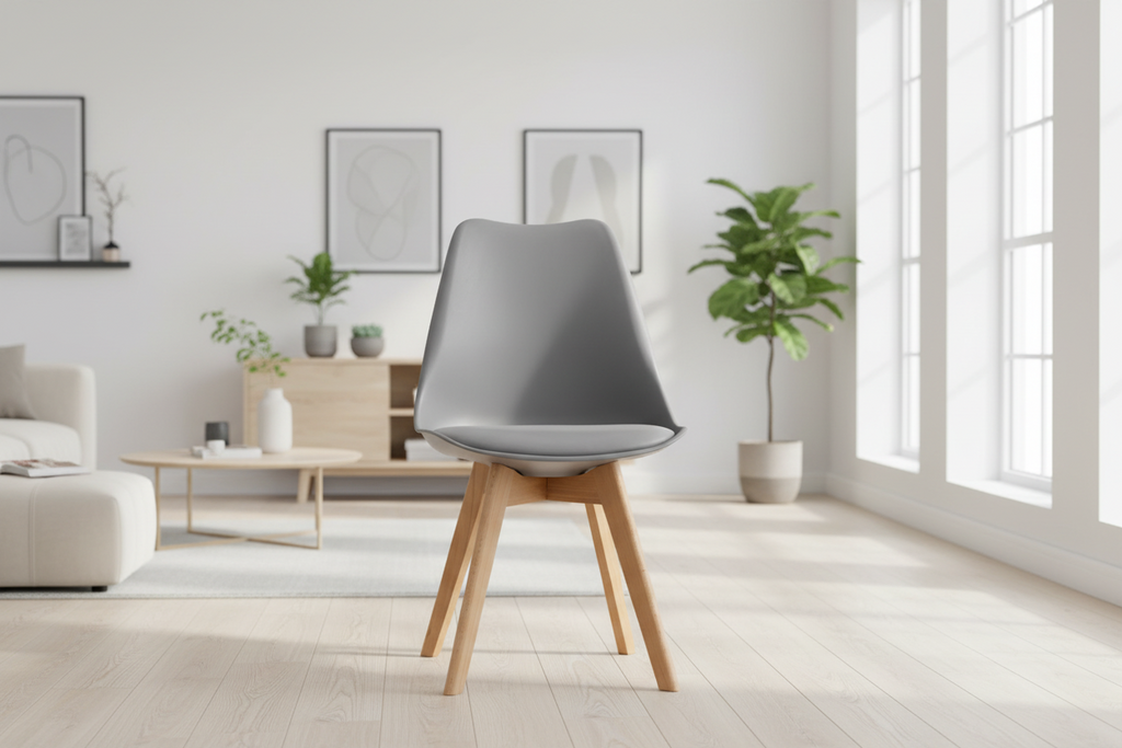 4 kuipstoelen set van kunststof en beuken hout - meerdere kleuren