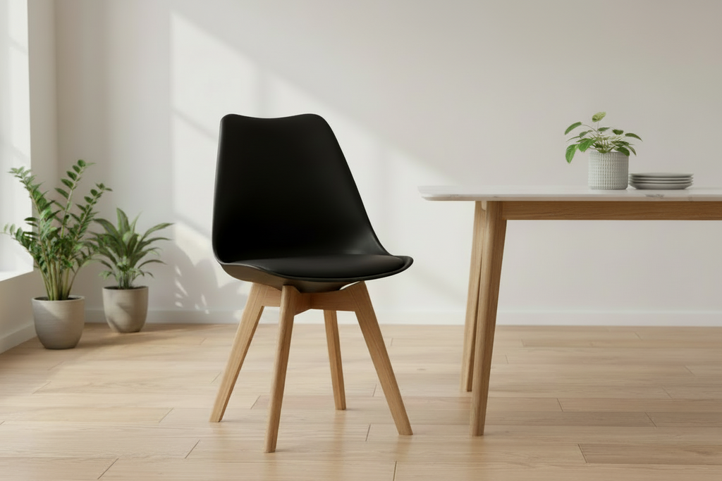 4 kuipstoelen set van kunststof en beuken hout - meerdere kleuren