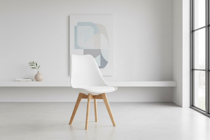 Kuipstoel van kunststof en beuken hout - meerdere kleuren