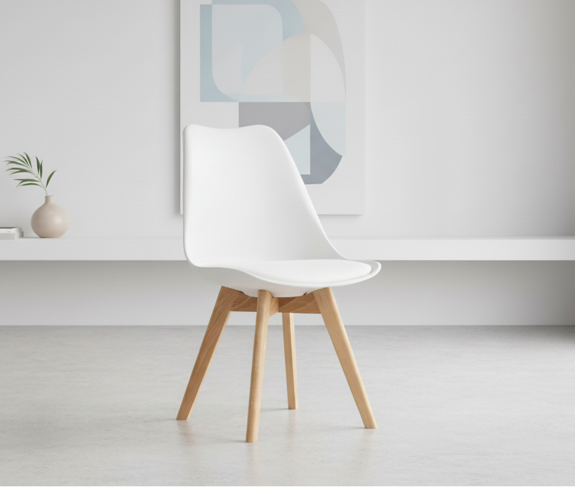Kuipstoel van kunststof en beuken hout - meerdere kleuren