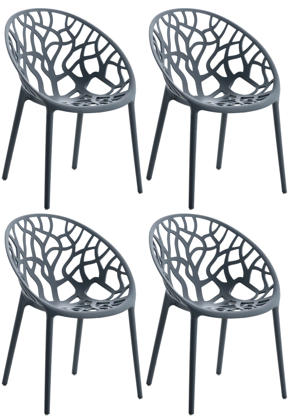 Set van 4 design tuinstoelen van gerecycled kunststof - meerdere kleuren