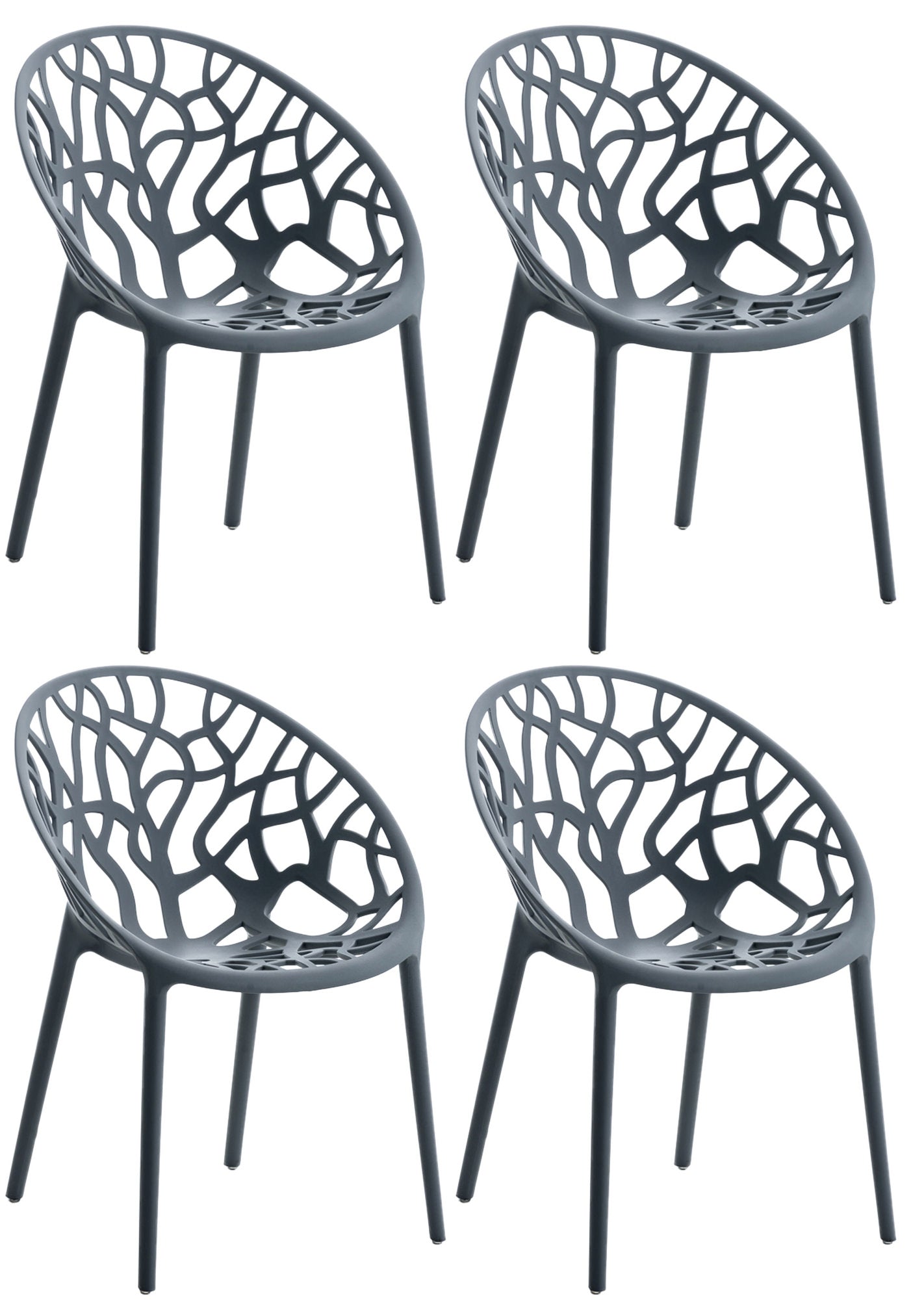 Set van 4 design tuinstoelen van gerecycled kunststof - meerdere kleuren