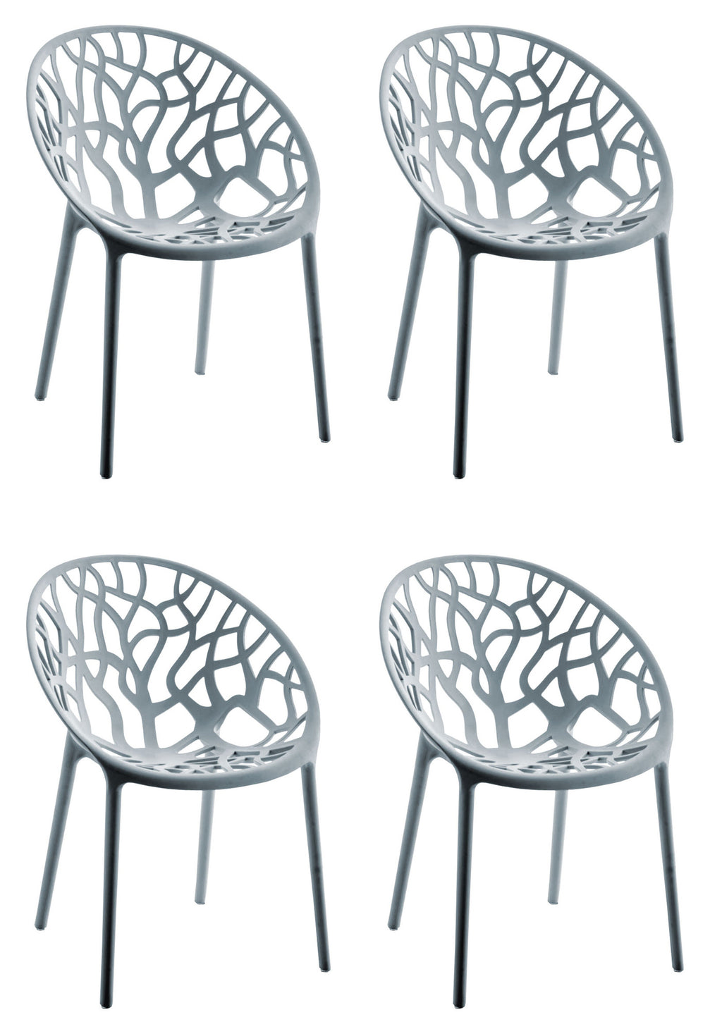 Set van 4 design tuinstoelen van gerecycled kunststof - meerdere kleuren