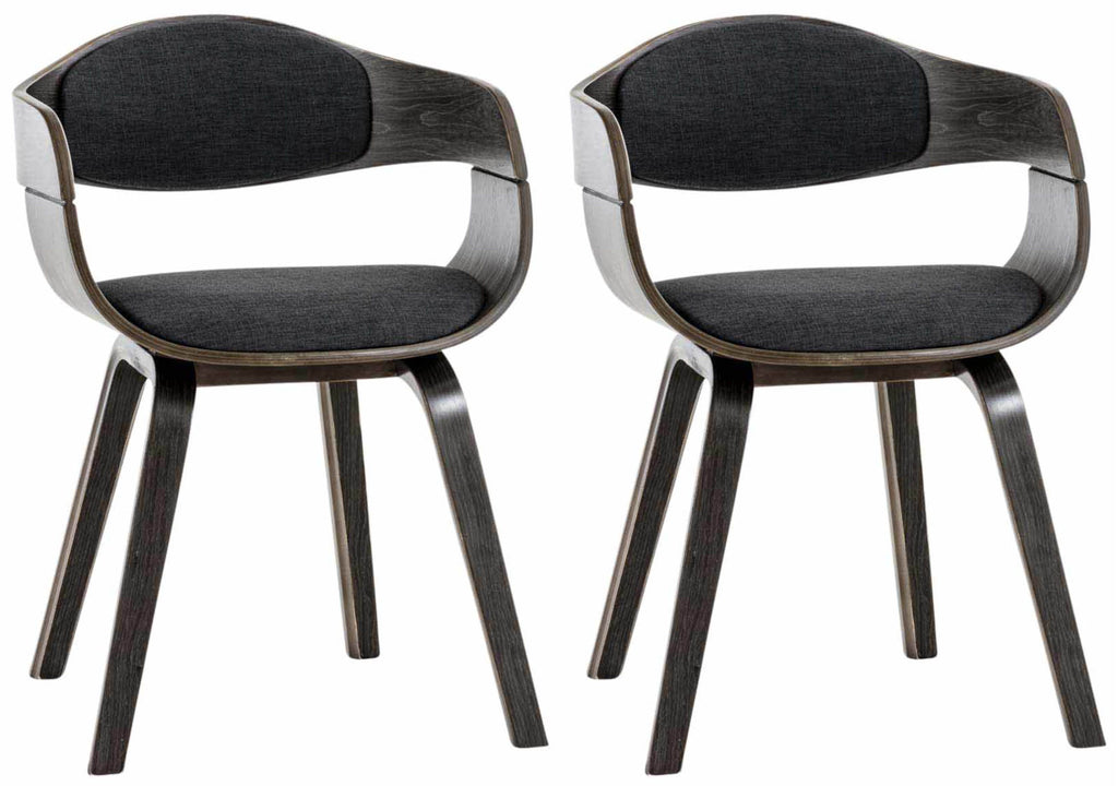 2 vintage stoelen set met armleuning van donker hout en stof - meerdere kleuren