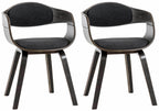 2 vintage stoelen set met armleuning van donker hout en stof - meerdere kleuren