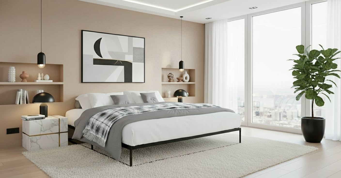 Metalen bedframe minimalistisch zwart - meerdere maten