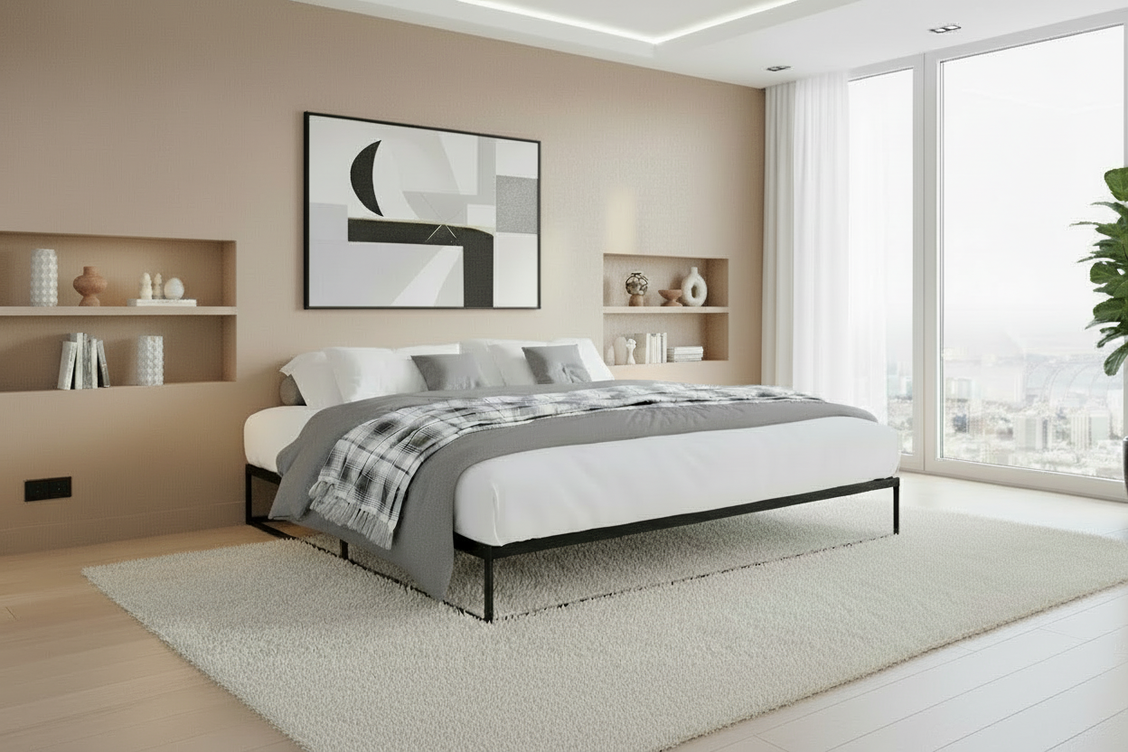 Metalen bedframe minimalistisch zwart - meerdere maten