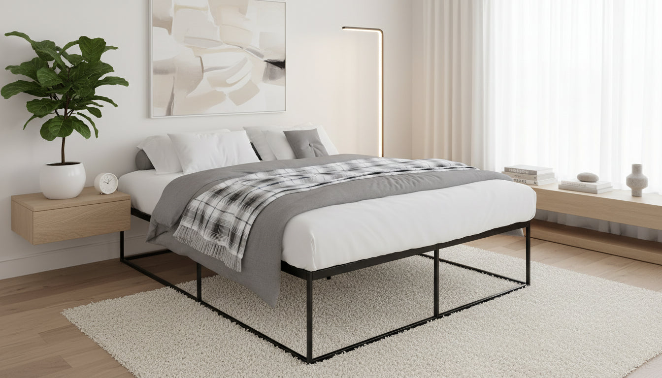 Metalen bedframe minimalistisch zwart - meerdere maten