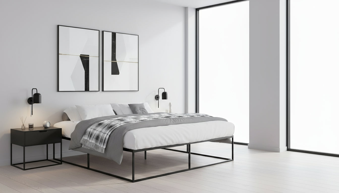 Metalen bedframe minimalistisch zwart - meerdere maten