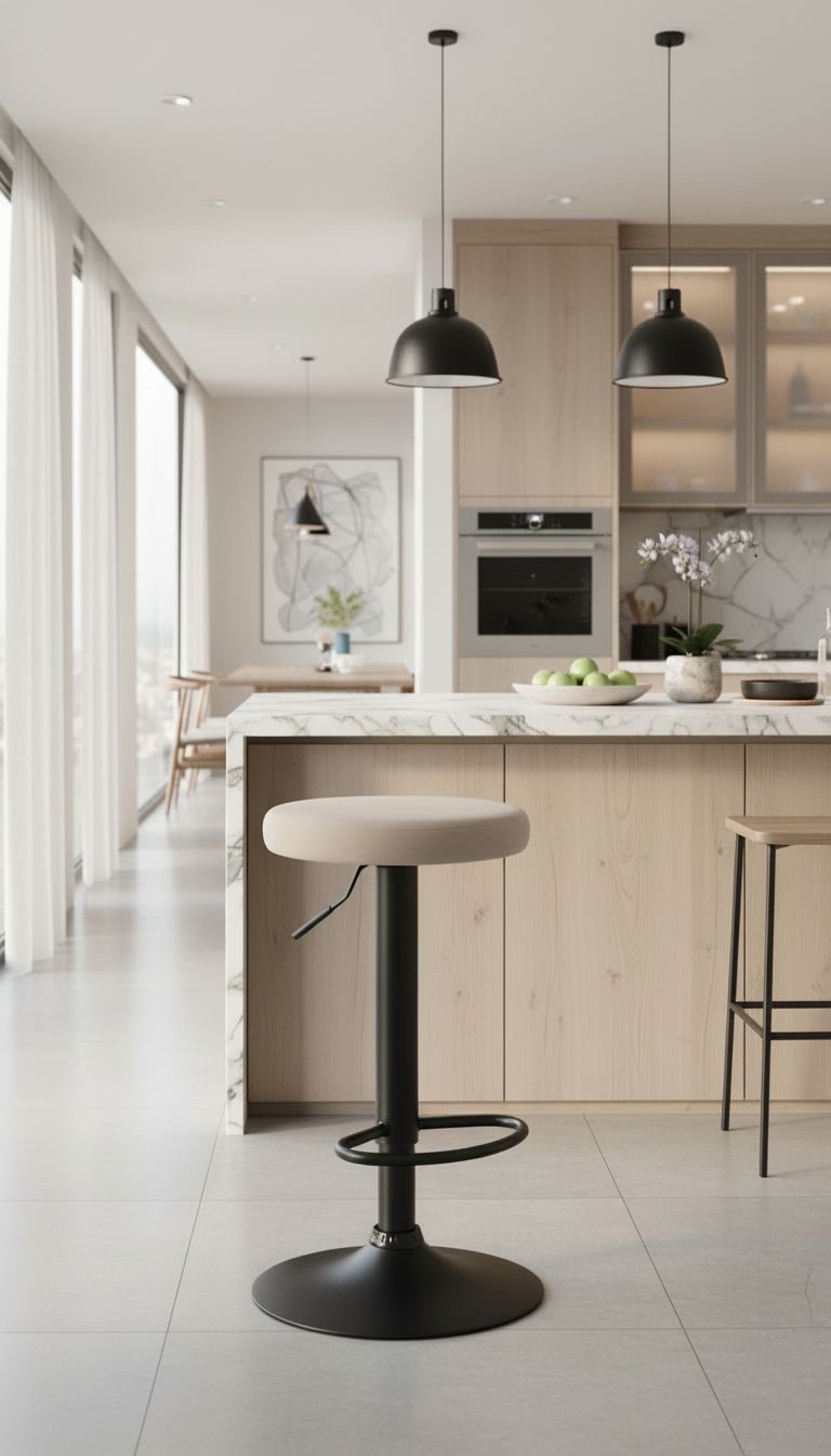 Modern velvet barkruk draaibaar en verstelbaar met metalen frame - meerdere kleuren