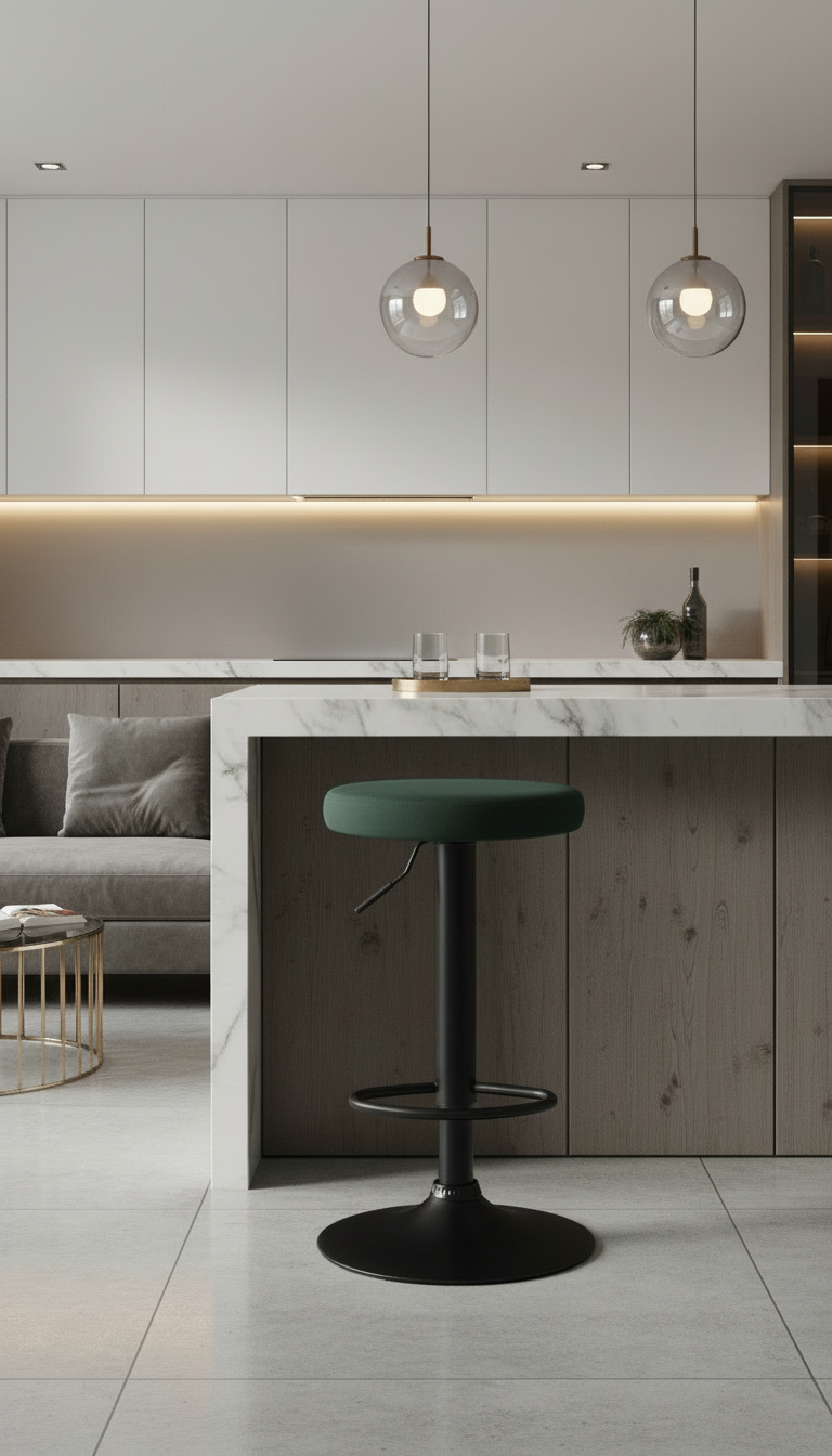 Modern velvet barkruk draaibaar en verstelbaar met metalen frame - meerdere kleuren