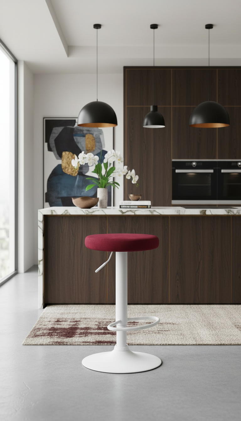 Modern velvet barkruk draaibaar en verstelbaar met metalen frame - meerdere kleuren