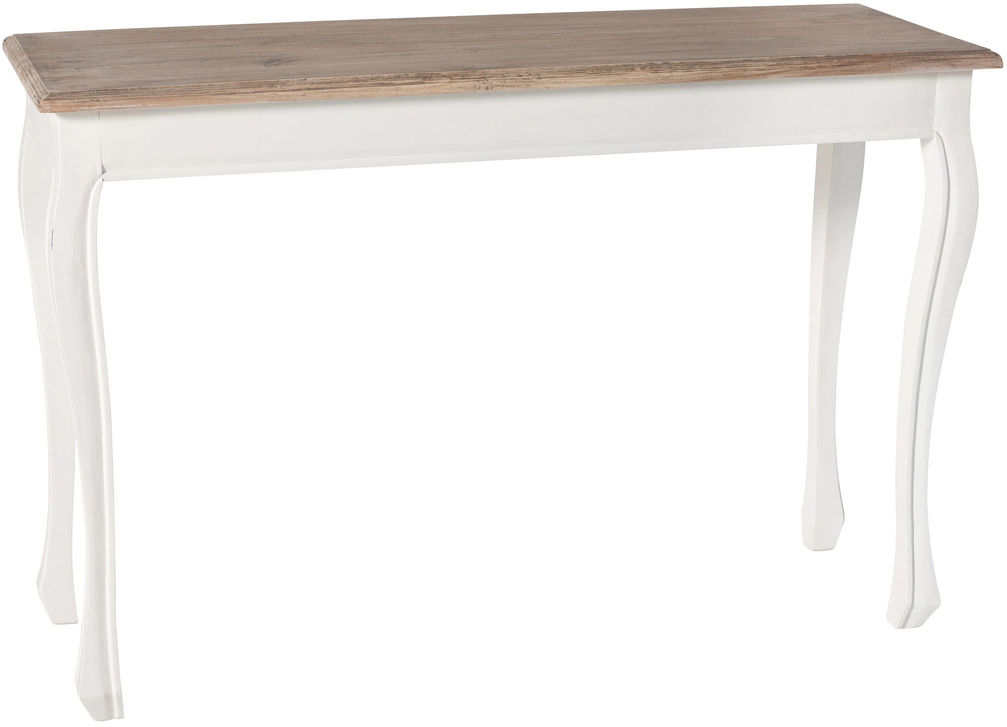 Smalle console tafel van gerecycled massief iepen hout - wit en bruin
